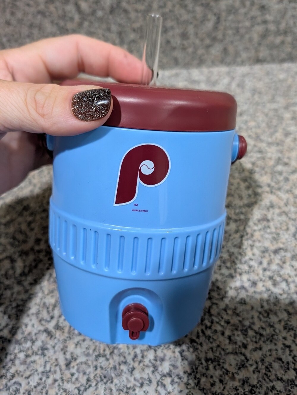 Philadelphia Phillies Cooler Cup With Straw Throwback Color Scheme